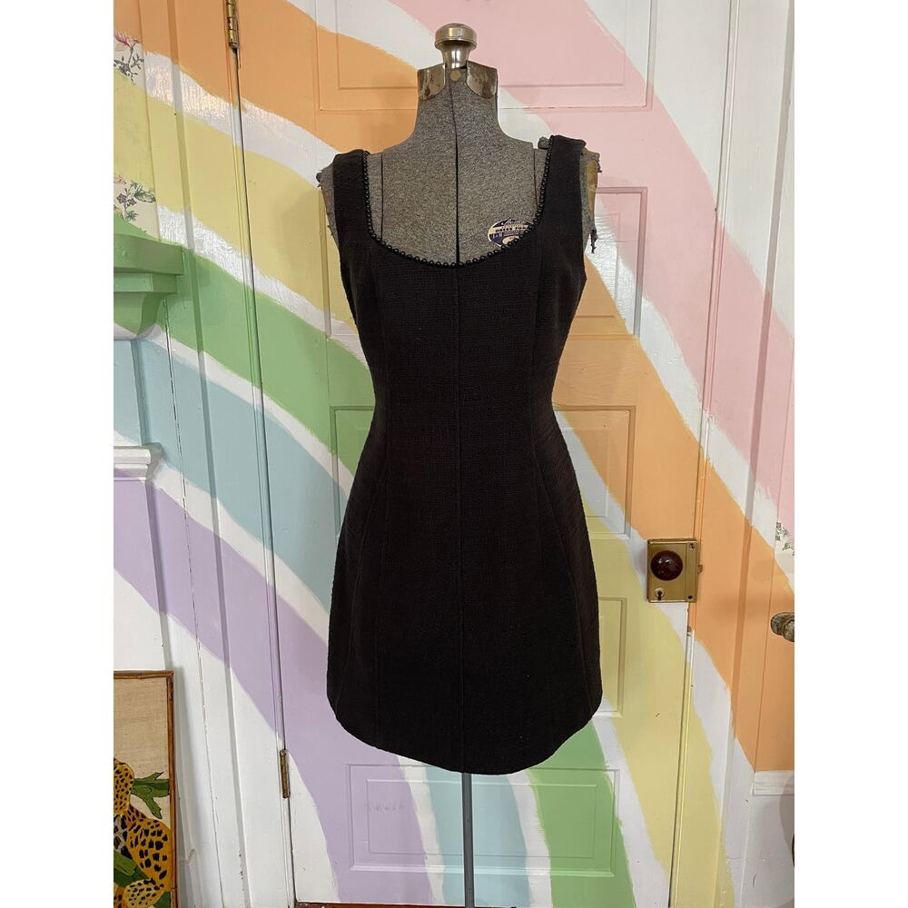 Antonio Melani Textured Black Mini Dress Beaded Neckline 8